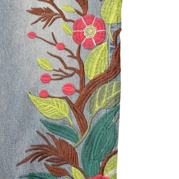 VeryRare Sakura Demi Jeans Size M Blue Pants Denim Embroidered Cherry Blossom - Picture 12 of 16